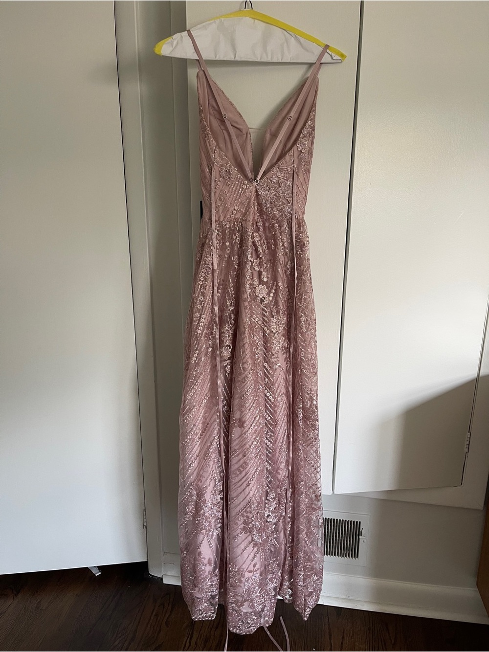 Elegant Blush Lace A-Line Evening Dress